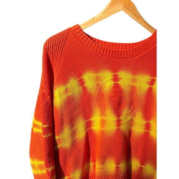 Desigual faded Ethnic Knit Orange Embroidered Oversized Slouchy Jumper M - Picture 6 of 9
